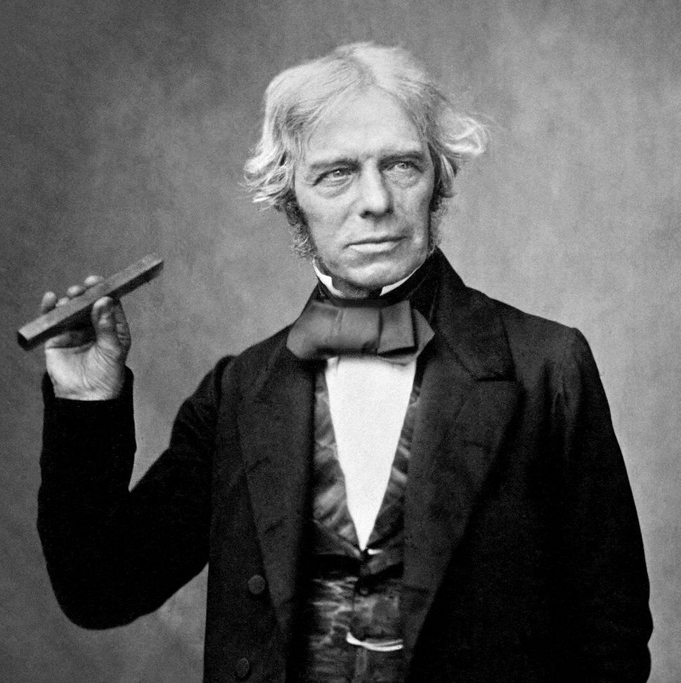 Michael Faraday holding a piece of glass used in one of his experiments. Photo taken in 1857.