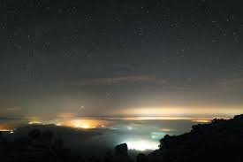 image shows polluted night sky. In Night Sky harder to see.